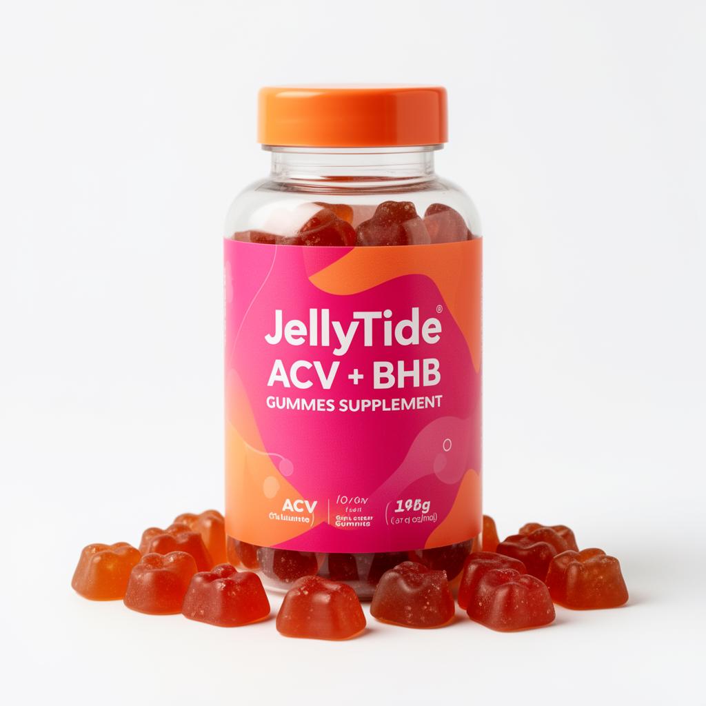 JellyTide ACV + BHB Gummies bottle with gummies